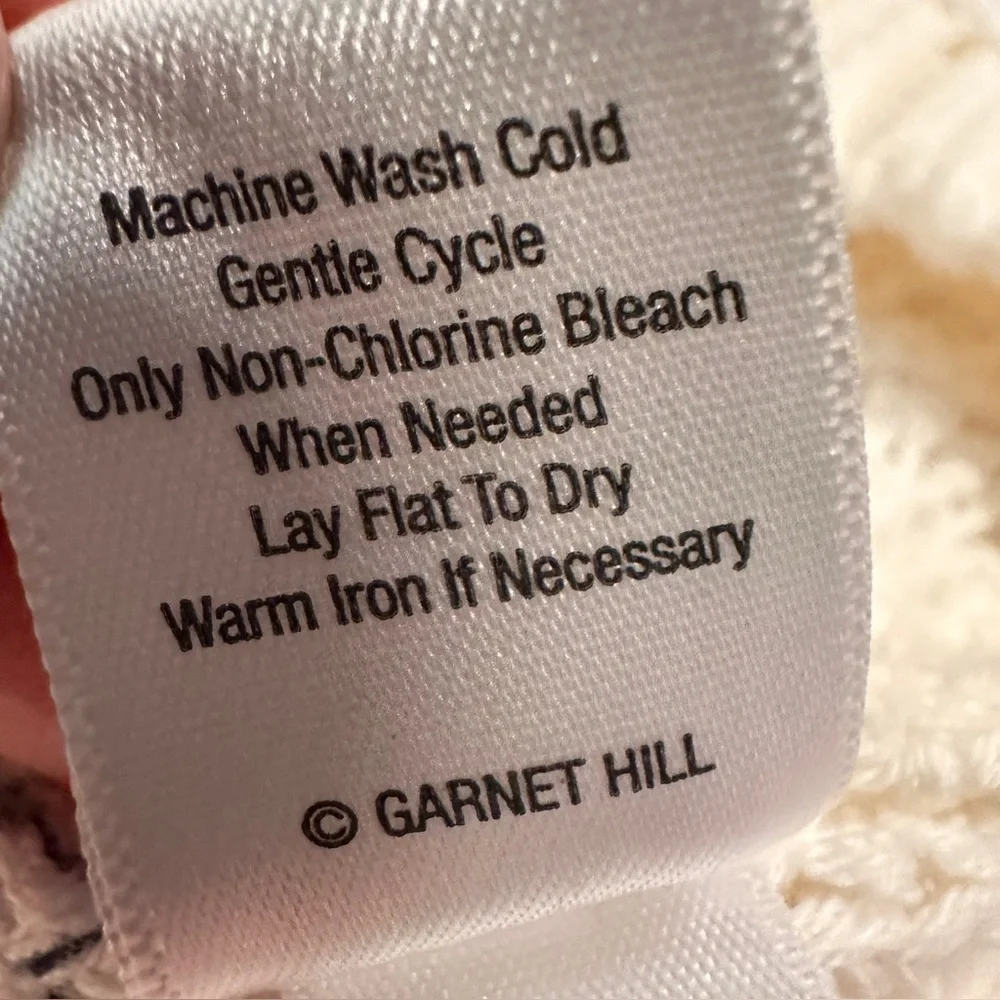 Garnet Hill Organic Cotton Cream and Gray Striped Long Sleeve Boatneck Sweater L